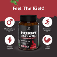 Thumbnail for Horny Goat Weed for Men - Extra Strength Male Supplement with Black Maca Root, Tongkat Ali, Saw Palmetto & Panax Ginseng Extract for Stamina & Energy - 60 Count