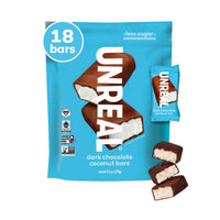 Thumbnail for UNREAL Dark Chocolate Coconut Bars (Value Size Bag) | Vegan, 3g Sugar, & 3 Simple Ingredients | Non-GMO, Gluten Free, & Fair Trade | 9.5oz