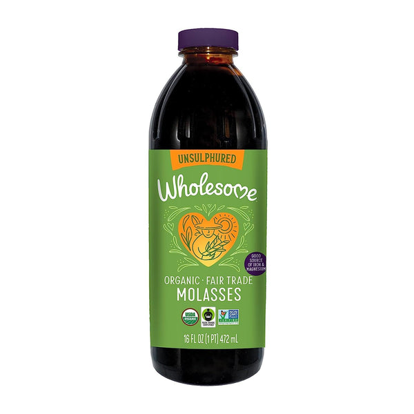 Wholesome Sweeteners 16-Ounces Organic Molasses, Fair Trade, Non GMO, Gluten Free & Vegan, Perfect for cookies, glazing and more, 1 Pack