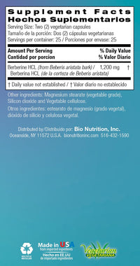 Thumbnail for Bio Nutrition Advanced Berberine 50 Vegetarian Capsules | 1,200 Milligram Berberine | Immune System | Healthy GI
