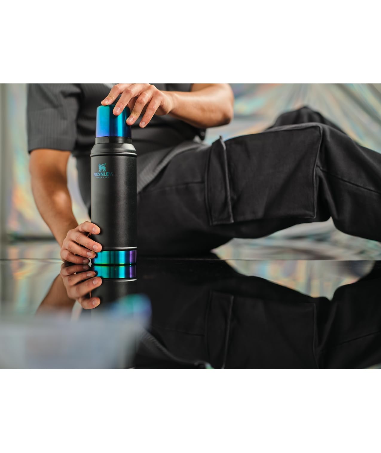 Stanley Classic Legendary Vacuum Bottle 2.0 qt | Wide Mouth with Leakproof Cup Lid | Keep Drinks Hot or Cold | Packable for Travel | Insulated Stainless Steel Thermos | BPA-Free | Black Chroma