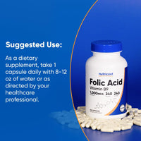 Thumbnail for Nutricost Folic Acid (Vitamin B9) 1000 mcg, 240 Capsules
