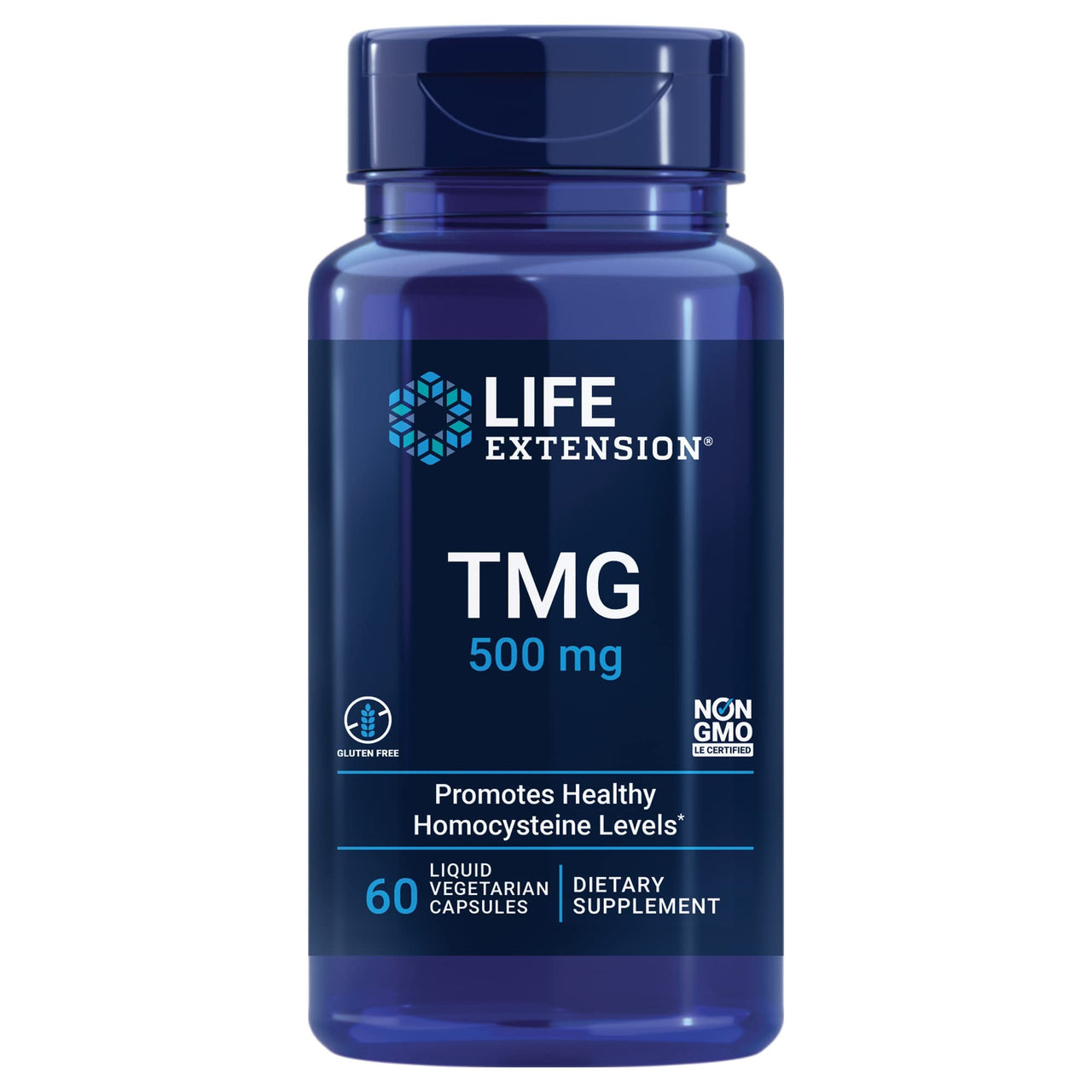 Life Extension TMG 500 mg ??Trimethylglycine Supplement ??Encourages Healthy Homocysteine Levels ??Gluten-free ??Non-gmo ??Vegetarian ??60 Liquid Vegetarian Capsules