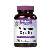 Thumbnail for Bluebonnet Nutrition Vitamin D3 & K2, Soy-Free, for Strong-Healthy Bones*, Gluten-Free, Non-GMO, Dairy-Free, Kosher Certified, Vegetarian, 60 Vegetable Capsules, 60 Servings