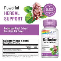 Thumbnail for SOLARAY Butterbur Root Extract 50 mg Supplement for Men & Women - Powerful Herbal Support, Vegan Butterbur Capsules - 60 Veg Caps