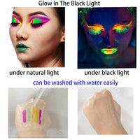 Thumbnail for 12 PCS Glow Face Body Paint, Glow In The Dark Under UV Black Light Sticks Makeup Neon Face Painting Kits for Adult Halloween Festival Accessory Glow Party Supplies