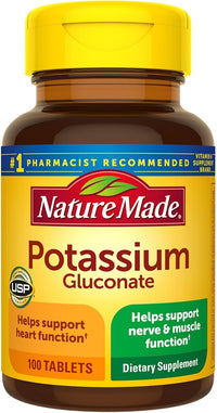 Thumbnail for Nature Made Potassium Gluconate 550 mg, Dietary Supplement for Heart Health Support, 100 Tablets, 100 Day Supply