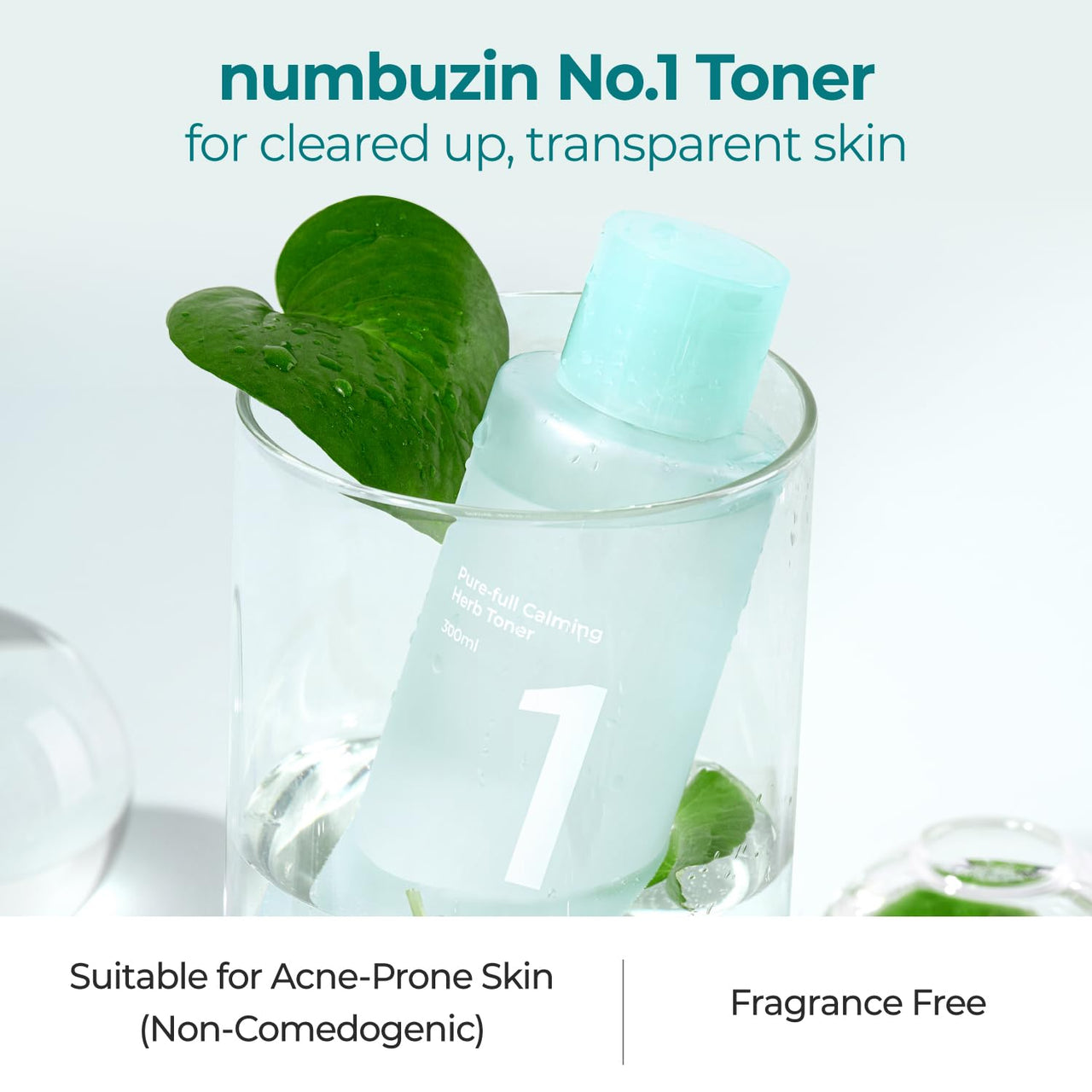 numbuzin No.1 Toner | Pure-Full Calming Herb Toner | Breakouts, Redness, Excess Oil Control | Centella Asiatica, Heartleaf, Licorice Root | Acne-Prone, Sensitive Skin | 10.14 fl. oz.
