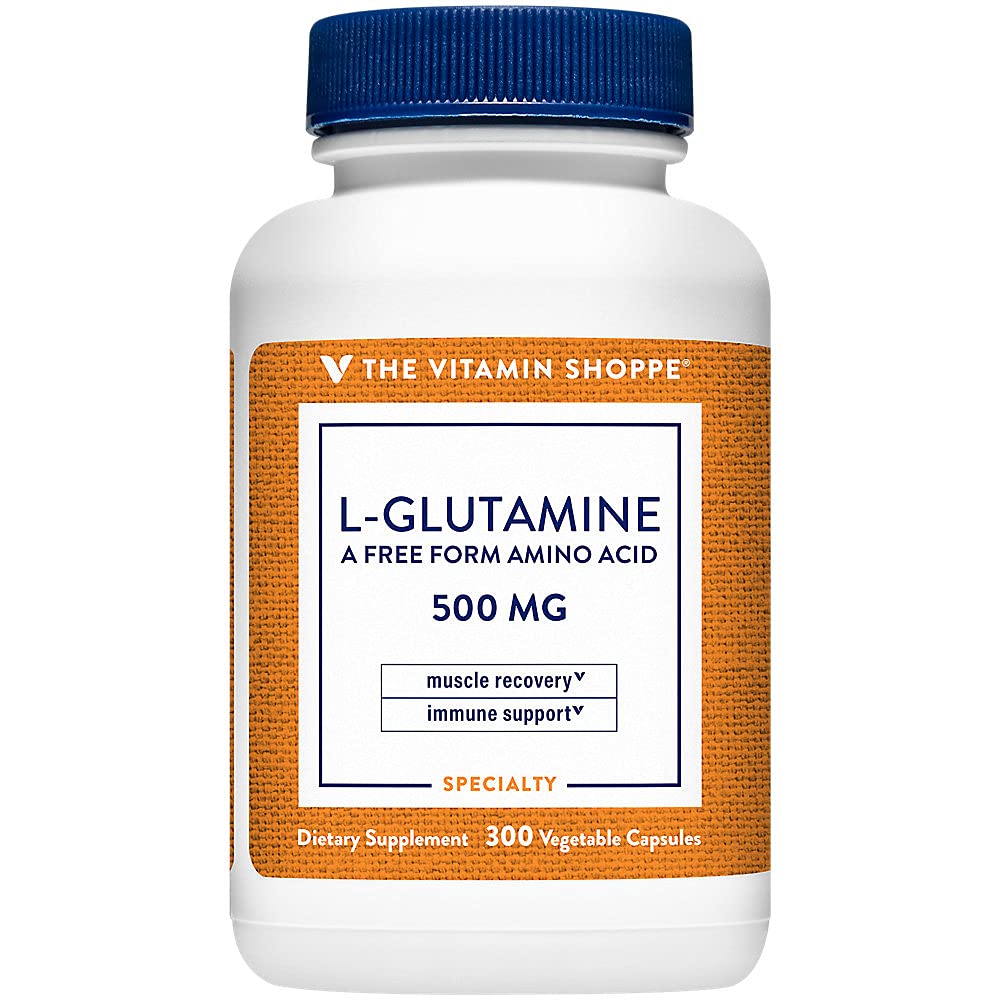 The Vitamin Shoppe L-Glutamine 500MG - Muscle Recovery, Gut Health & Immune Support, Free Form Amino Acid (300 Capsules)