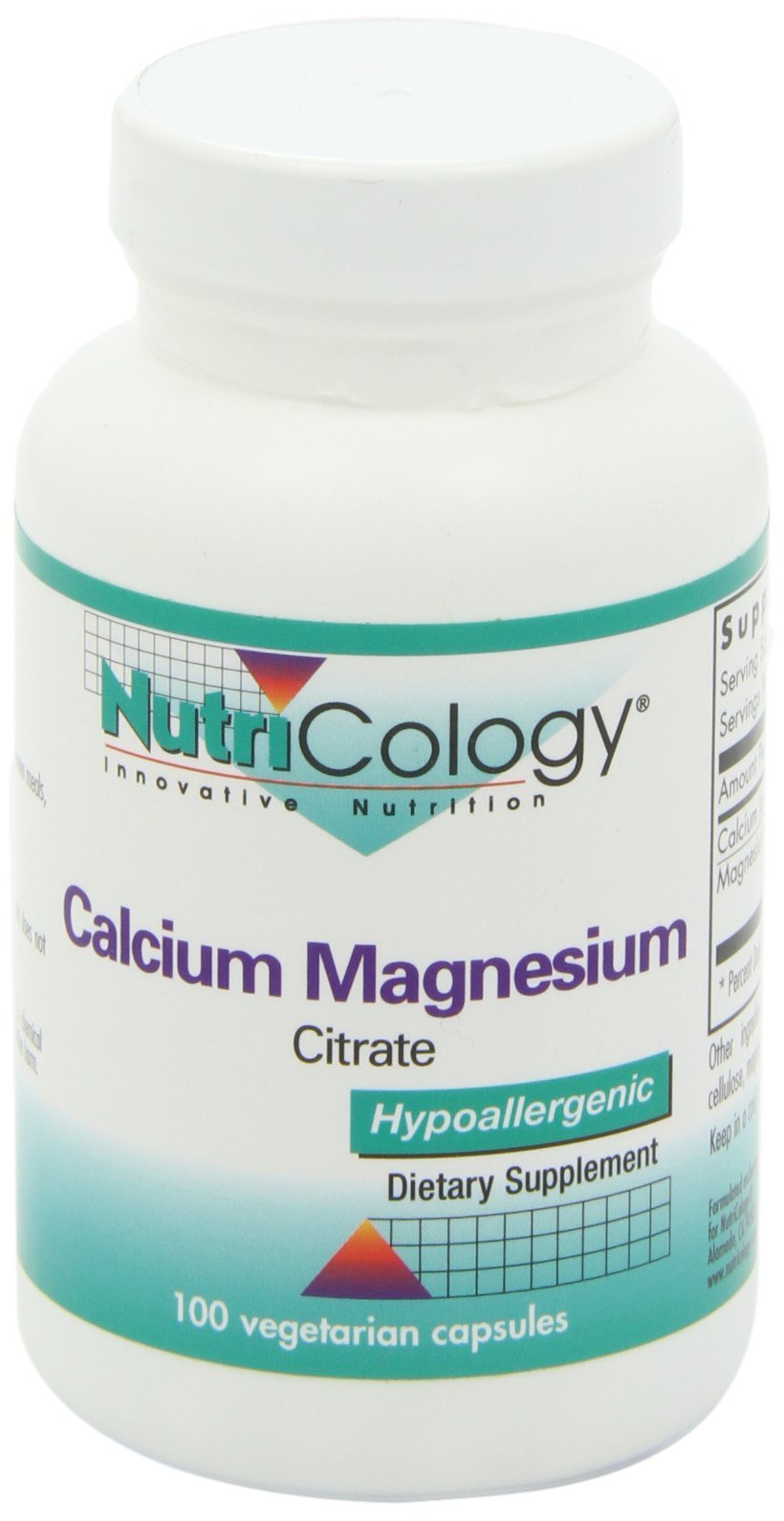 Nutricology Calcium Magnesium Citrate Supplement - Bone Health, with Calcium Citrate, Pure, Well-Absorbed, Vegetarian Capsules - 100 Count