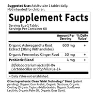 Thumbnail for Garden of Life Organic Ashwagandha Supplement with Probiotics & Ginger - Stress, Mood & Energy Support, Vegan, Gluten Free, Non GMO, 2 Month Supply, 60 Tablets