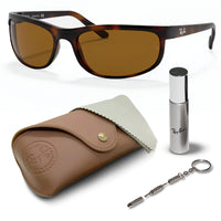 Thumbnail for Ray-Ban RB2027 PREDATOR 2 Rectangle Shaped Non-Polarized Sunglasses for Men & Women – Includes Official RAYBAN Eyewear Kit – Ideal Formal & Casual Wear Sunglasses – B-15 Brown Lens