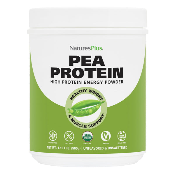 NaturesPlus Organic Pea Protein - 1.1 lb - Plant-Based Drink Powder - Supports Energy, Recovery & Weight Management - Non-GMO, Sugar Free, Allergen Free, Gluten Free, Vegan - 25 Servings