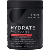 Thumbnail for Sports Research Hydrate Electrolytes Powder - Sugar-Free & Naturally Flavored with Vitamins, Minerals, and Coconut Water - Supports Hydration - Raspberry Lemonade & Cherry Pomegranate