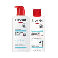 Thumbnail for Eucerin Advanced Repair Unscented Body Lotion for Dry Skin (16.9 Fl Oz) + Advanced Cleansing Body and Face Cleanser for Sensitive Skin, Fragrance Free (16.9 Fl Oz)