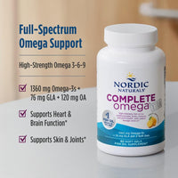 Thumbnail for Nordic Naturals Complete Omega Xtra, Lemon - 60 Soft Gels - 1360 mg Omega-3 + 76 mg GLA - Healthy Skin - Cognition - Non-GMO - 30 Servings