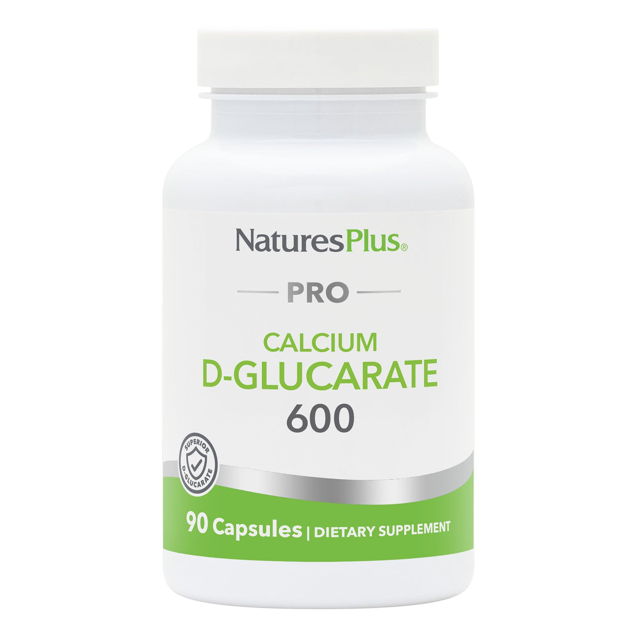 NaturesPlus PRO Calcium D-Glucarate (CDG) 600 mg - 90 Capsules - Non-GMO, Vegan, Gluten Free, Soy Free - 90 Servings
