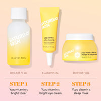 Thumbnail for Saturday Skin 3-Piece Skin Care Set Yuzu Vitamin C Sleep Mask Yuzu Vitamin C Bright Toner and Eye Cream Overnight Facial Masks Korean Beauty Best Vitamin C Skincare Set