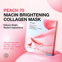 Thumbnail for ANUA Peach 70 Niacin Brightening Collagen Mask, Overnight Face Mask for Glass Skin, Niacinamide, Collagen Facial Mask, Glow up with Hydration, Natural Color, Korean Skin Care (38g, 4ea)