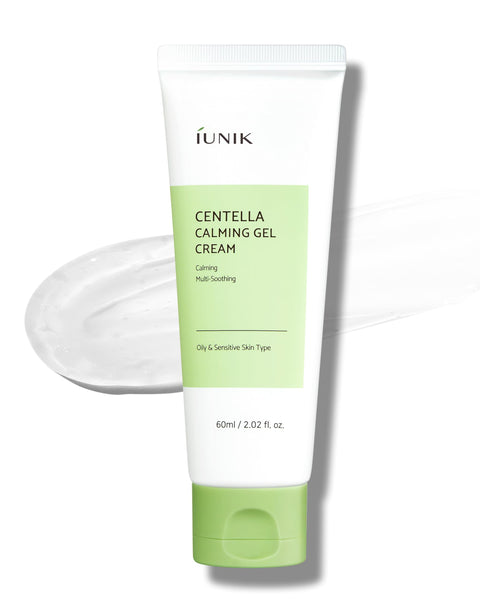 IUNIK Centella Calming Gel Cream Vegan Non-Sticky Moisturizing Blemish Care w/Centella Asiatica Tea Tree Soothes Acne Rosacea Oily & Sensitive Skin Korean Skincare