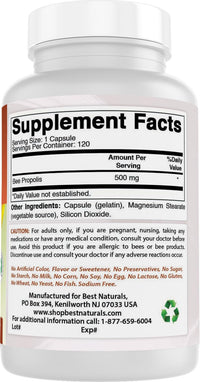 Thumbnail for Best Naturals Bee Propolis 500 mg 120 Capsules