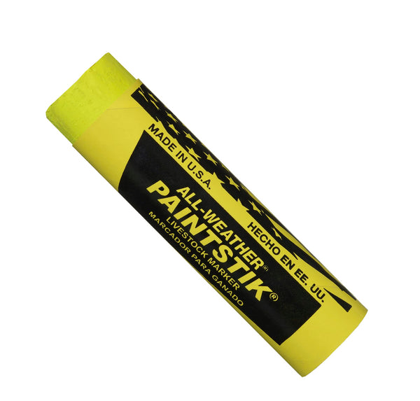 All-Weather Paintstik 61011- Livestock Marker Highly Visible Nontoxic Paint for Marking Animal Skin, Hide, Pelt Wet & Dry Ideal for Cattle Heat Detection Fluorescent Yellow (12 Pk) Made in USA