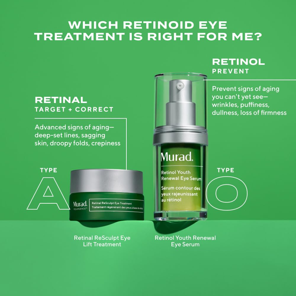 Murad Retinal ReSculpt Eye Lift Treatment - Age-Defying Eye Cream with Encapsulated Retinal, Gentian Root, & Oat-Firming Film for Youthful Eyes - Tightens Droopy Lids & Under-Eye Bags - 0.5 Fl Oz