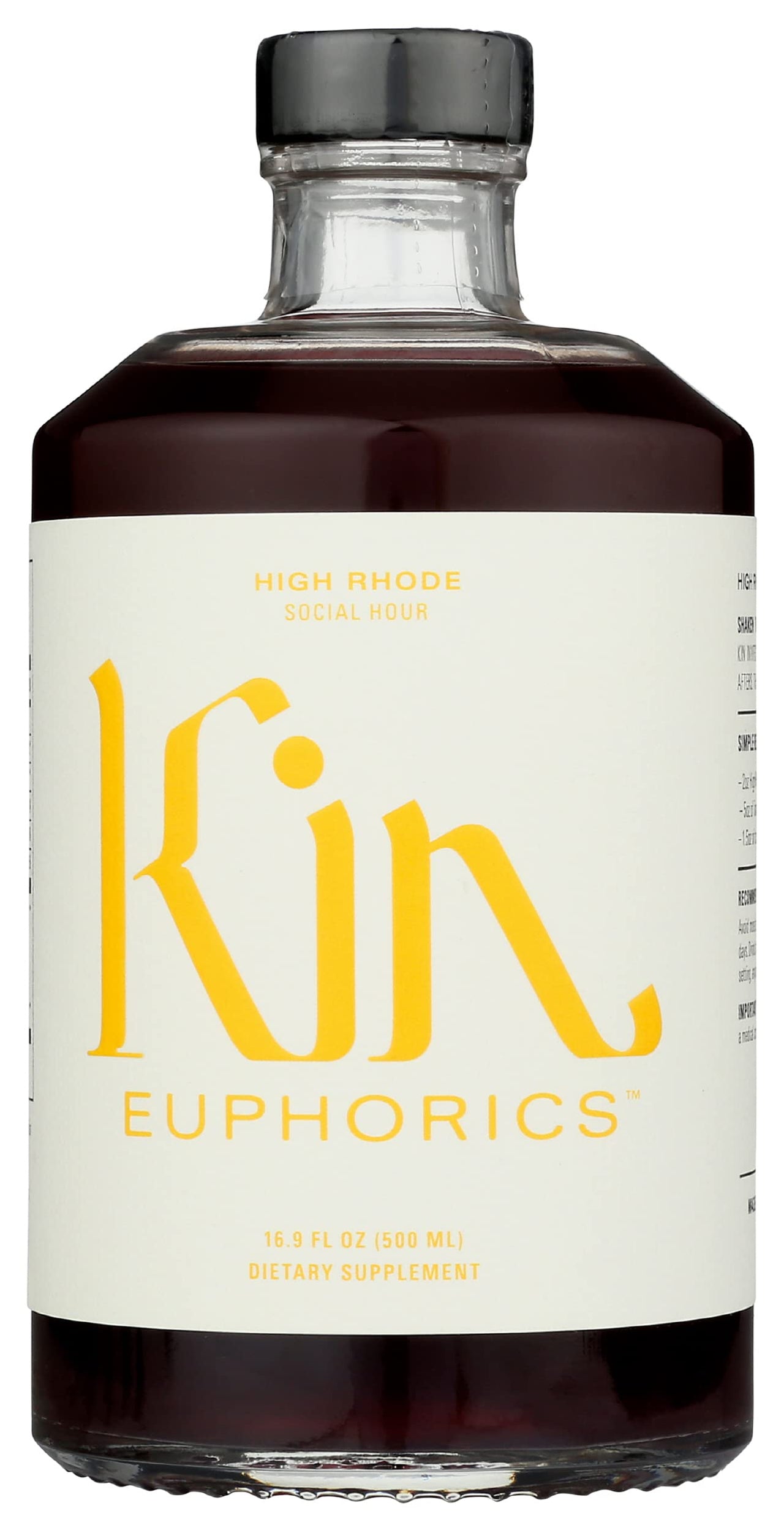 Kin Euphorics Elixir High Rhode Energy Drink, Non Alcoholic, Gently Caffeinated, 16.9 Fluid Ounce (Pack of 6)