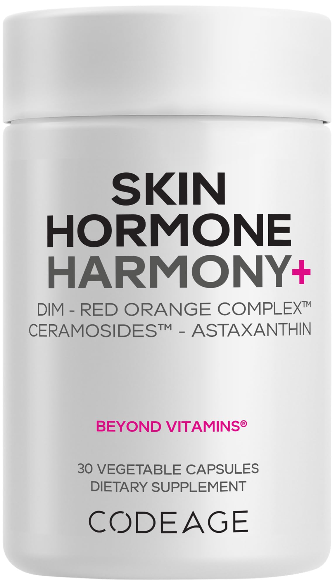 Codeage Skin Hormone Harmony+ Supplement – Skin Hair Support with Ceramosides, Red Orange Complex, Diindolylmethane, Astaxanthin, Vitamin C Ascorbic Acid, Liposomal Delivery – Non-GMO – 30 Capsules