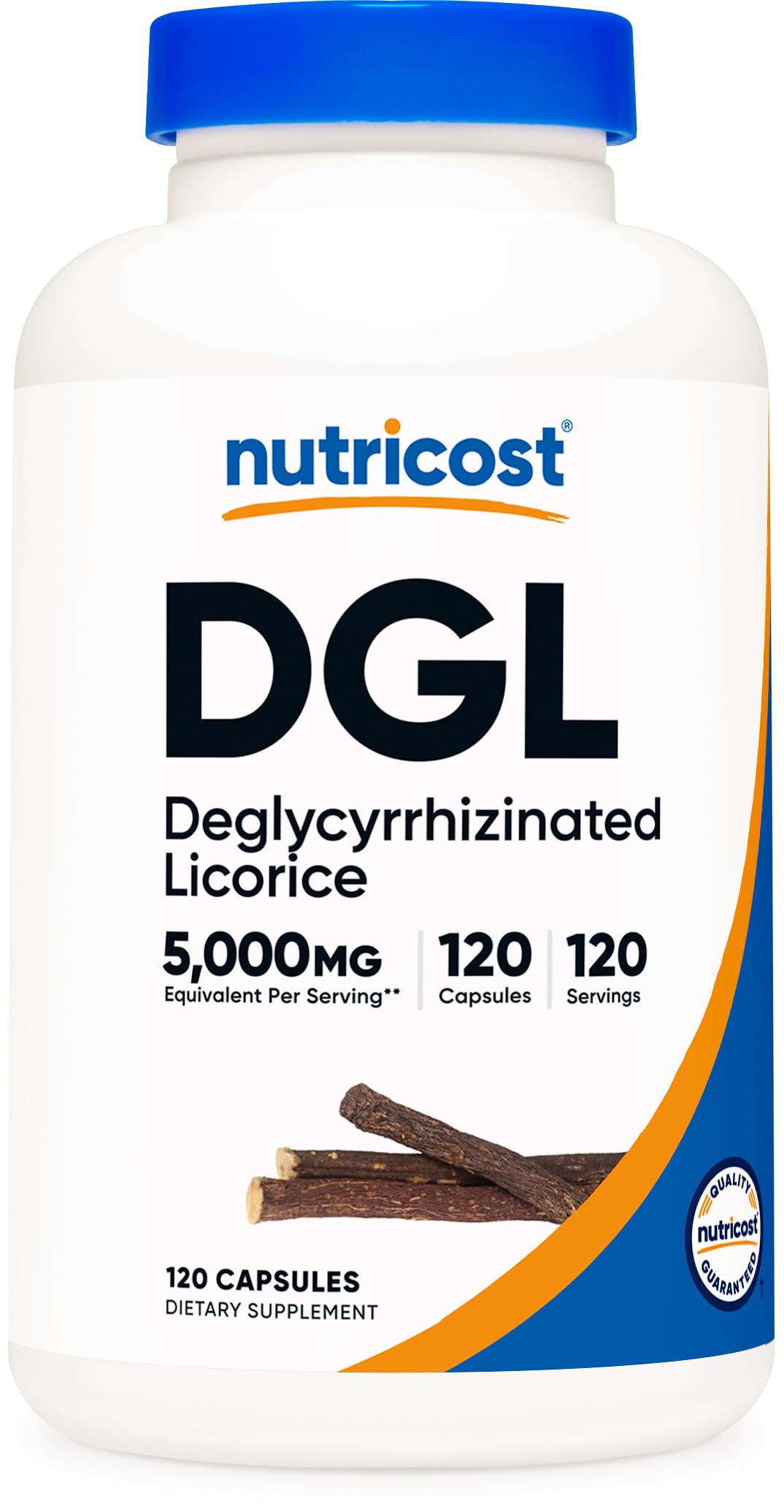 Nutricost DGL Deglycyrrhizinated Licorice Extract 5,000mg Equivalent from 500mg of 10:1 Extract Per Serving - 120 Capsules for 120 Servings Per Bottle - GMO Free and Gluten Free, Vegan