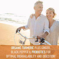 Thumbnail for Garden of Life Organics Extra Strength Turmeric Inflammatory Response 60 Tablets-100mg Curcumin (95% Curcuminoids) Black Pepper, Probiotics, Organic Non-GMO Vegan Gluten Free Herbal Supplement