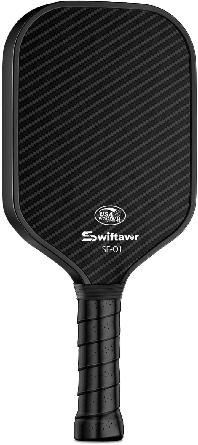 Carbon Fiber Pickleball Paddle, Carbon Fiber Surface (CFS) Pickle Ball Paddles with 16mm Honeycomb Core, Lightweight, Shock-Absorbing Paddle with Anti-Slip Grip, Ideal for Novice & Pro Players