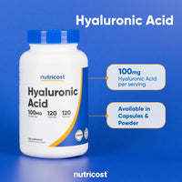 Thumbnail for Nutricost Hyaluronic Acid Capsules 100mg,120 Vegetarian Capsules - Gluten Free, Non-GMO
