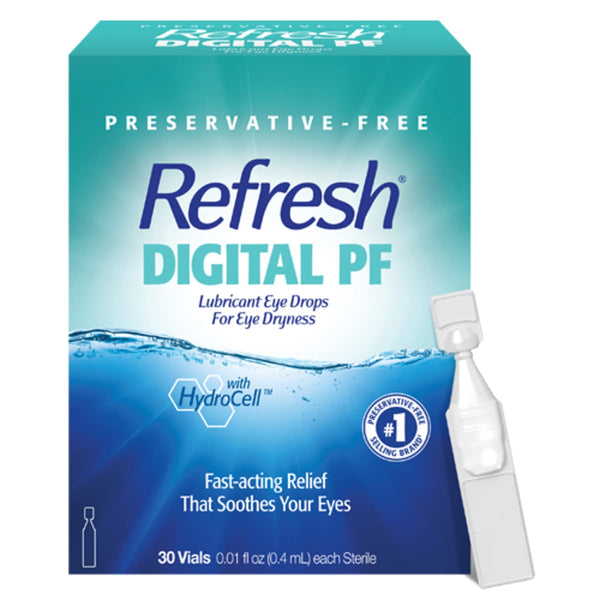 Refresh Digital PF Lubricant Eye Drops For Dry Eyes, Preservative-Free, 0.01 Fl Oz Single-Use Containers, 30 Count