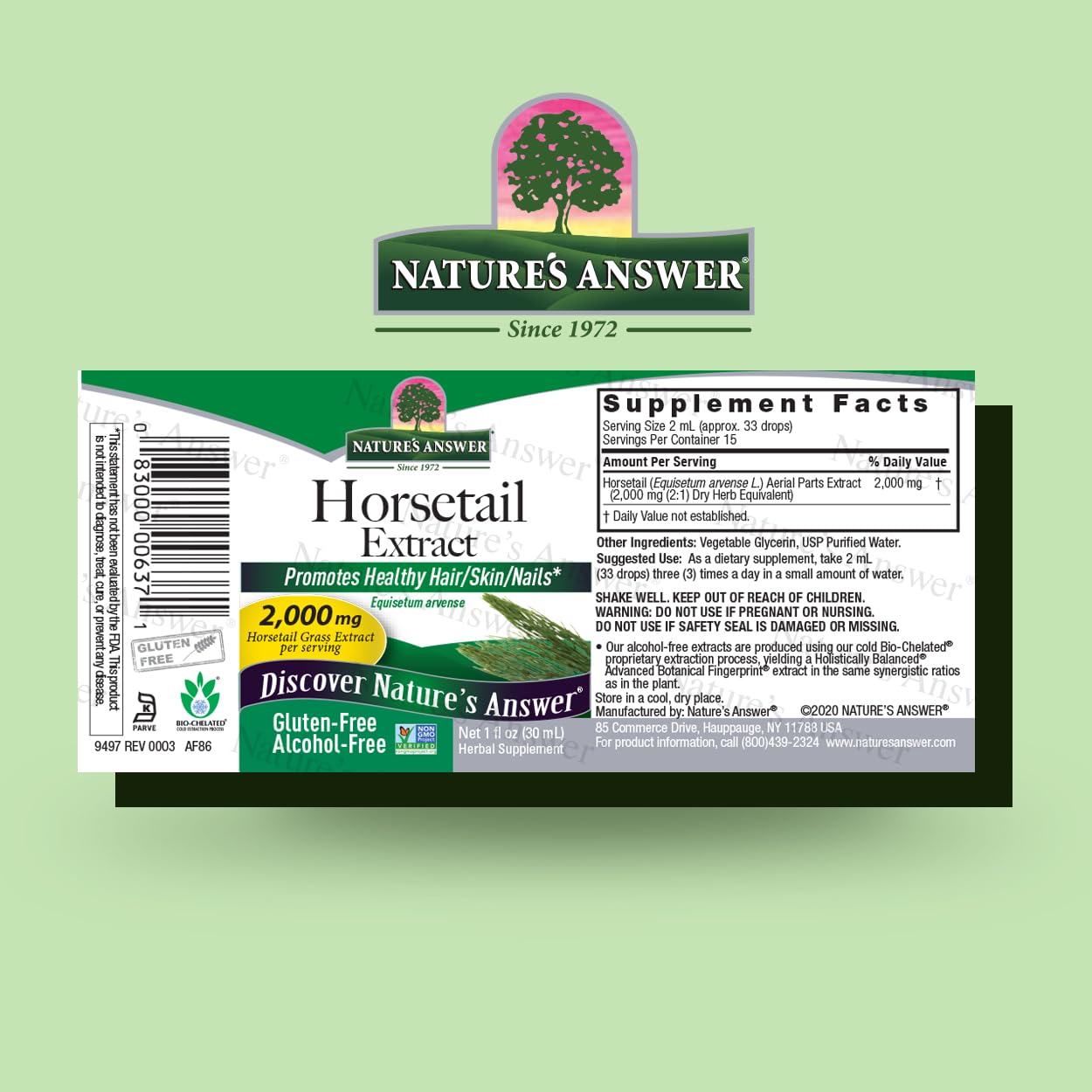 Nature's Answer Horsetail Herb Capsules 90 Count | Hair, Skin, & Nails Support | Promotes Urinary Tract Health | Strengthen Joints (Pack of 1)