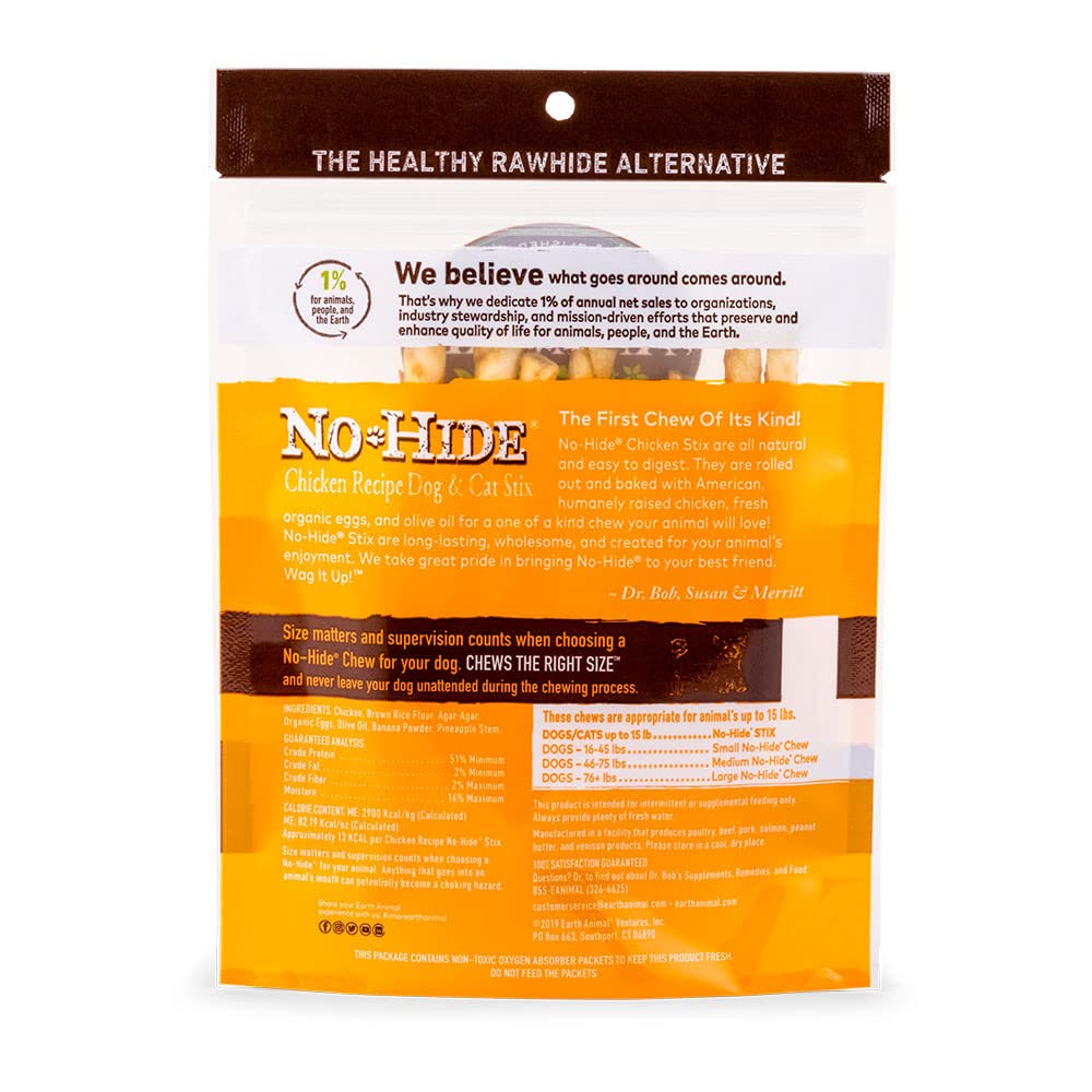 Earth Animal Ventures, LLC, No-Hide Chicken Stix for Dogs