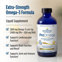 Thumbnail for Nordic Naturals ProOmega Liquid, Lemon Flavor - 8 oz - 2840 mg Omega-3 - High Potency Fish Oil with EPA & DHA - Promotes Brain, Eye, Heart, & Immune Health - Non-GMO - 48 Servings