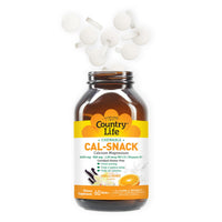 Thumbnail for Country Life Cal-Snack, Chewable Calcium, Magnesium with Vitamin D, 1000mg/500mg/50 IU, Dairy-Free, Vanilla Orange Flavor, 60 Wafers, Certified Gluten Free, Certified Vegan