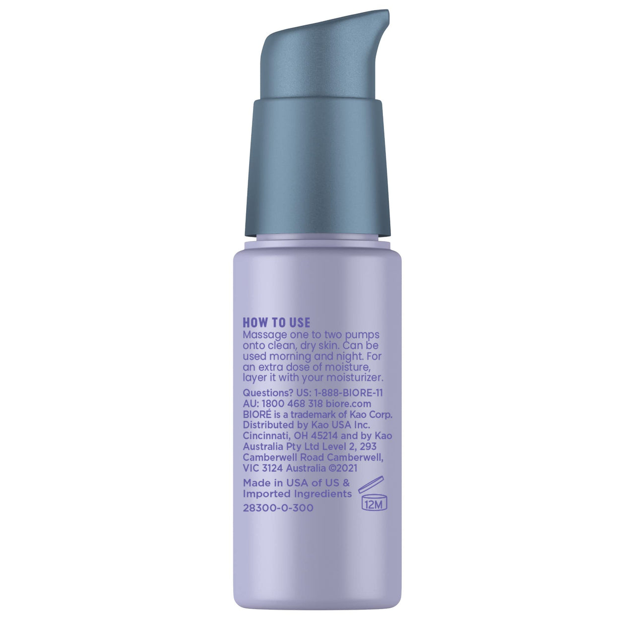 Bioré Hydrate & Glow Face Serum for Dry, Sensitive Skin with Hyaluronic Acid, Coconut Water and Prebiotics, Dermatologist Tested Face Serum, Fragrance Free, Not Tested on Animals, 1 oz Bottle