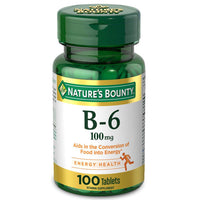 Thumbnail for Nature's Bounty Vitamin B6 100mg Tablets - Supports Energy Metabolism & Nervous System Health, 100 Ct
