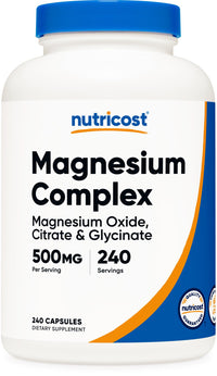 Thumbnail for Nutricost Magnesium Complex 500mg, 240 Capsules - Magnesium Oxide, Citrate, and Glycinate - Gluten Free and Non-GMO