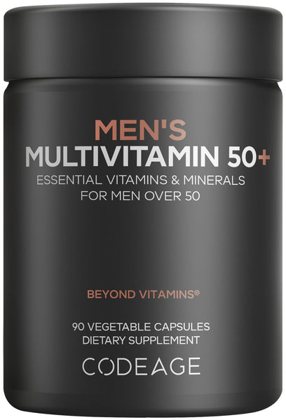 Codeage Men's Multivitamin 50+ Supplement - Essential Vitamins for Men Over 50 Years Old, Minerals, CoQ10, Turmeric, Saw Palmetto, Maca, Panax Ginseng, Probiotics & Botanicals - Non-GMO - 90 Capsules