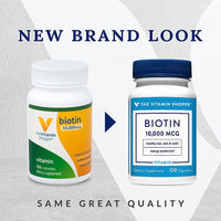 Thumbnail for The Vitamin Shoppe Biotin 1,000MCG - Hair Growth, Skin Health & Nail Strength Support, High Potency B Vitamin (120 Capsules)