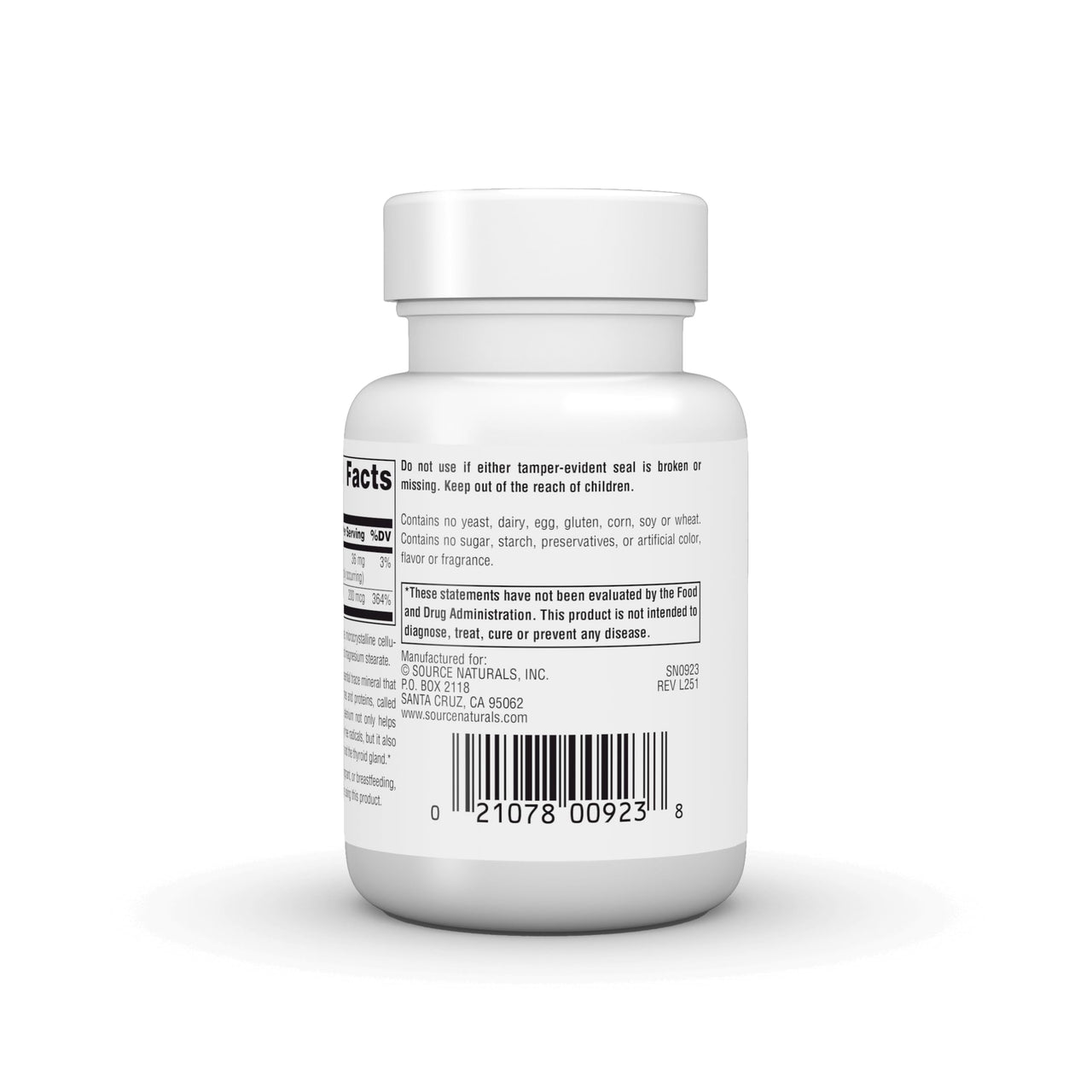 Source Naturals Yeast Free Selenium, from l-Selenomethionine, Non-GMO Validated, 200 mcg - 120 Vegan Tablets