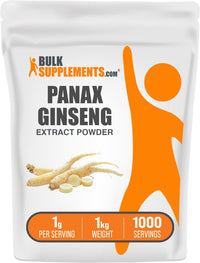 Thumbnail for BulkSupplements.com Ginseng Root Extract Powder - Panax Ginseng Supplement, Herbal Supplement - Vegan & Gluten Free, 1g per Serving, 1kg (2.2 lbs) (Pack of 1)