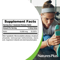 Thumbnail for NaturesPlus Biotin 10,000 mcg - 90 Sustained-Release Tablets - Hair, Skin & Nail Support - High-Potency B Vitamin - Vegetarian, Gluten Free - 90 Servings