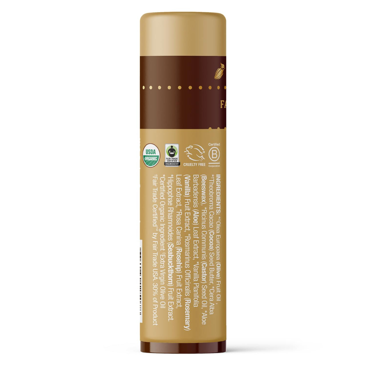 Badger Vanilla Bean Cocoa Butter Lip Balm, Long Lasting Hydrating Lip Care, 100% Organic Lip Balm, Large Size Stick, 4-pack