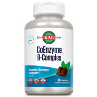 Thumbnail for KAL CoEnzyme Vitamin B Complex, Chewable B Vitamins for Healthy Energy, Red Blood Cell and Nerve Function Support w/Vitamin B12, B6, Folic Acid, Natural Cocoa Mint, Vegan, Sugar Free, 30 Serv, 60ct