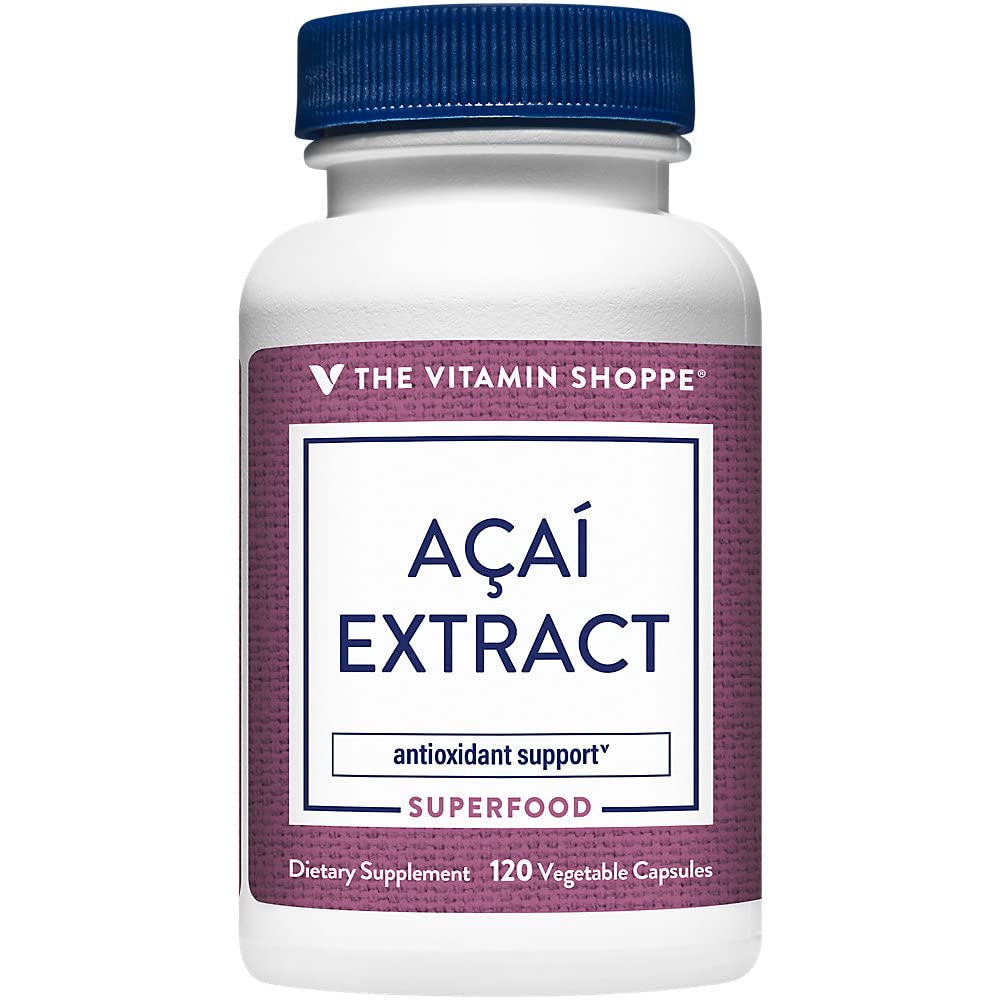 The Vitamin Shoppe Acai Extract, A Powerful Antioxidant Superfood for Cellular Health (120 Veggie Capsules)