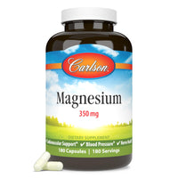 Thumbnail for Carlson - Magnesium, 350 mg, Cardiovascular Support, Muscle Function & Nerve Health, 180 capsules